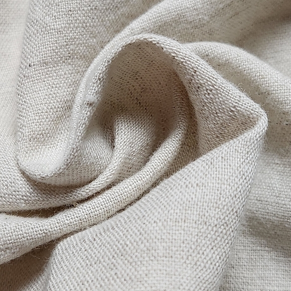 Linen blend Box shirt with embroidery Short sleeves cream color Size L UTCOCO - Picture 8 of 12